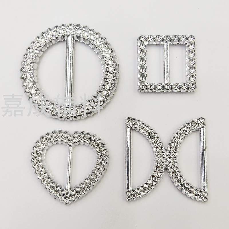 Belt Buckle Skirt Button ABS Electroplating Buckle Three-Gear Buckle Japanese Buckle Electroplated Silver Decorative 