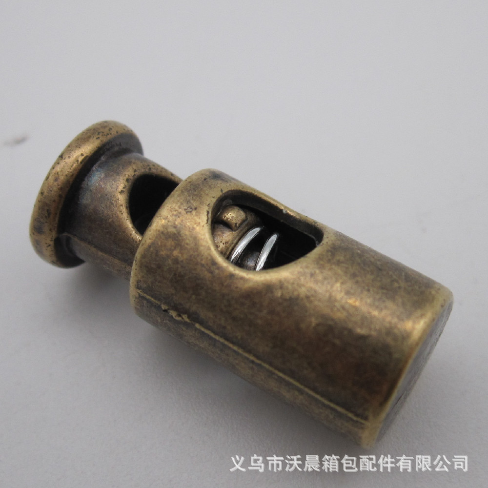 Spot Supply ABS Electroplating Faux-Metallic Bronze Cylinder Spring Fastener Single Hole String Clip down Jacket Slide Buckle Spot Supply ABS Electroplating Faux-Metallic Bronze Cylinder Spring Fastener Single Hole String Clip down Jacket Slide Buckle