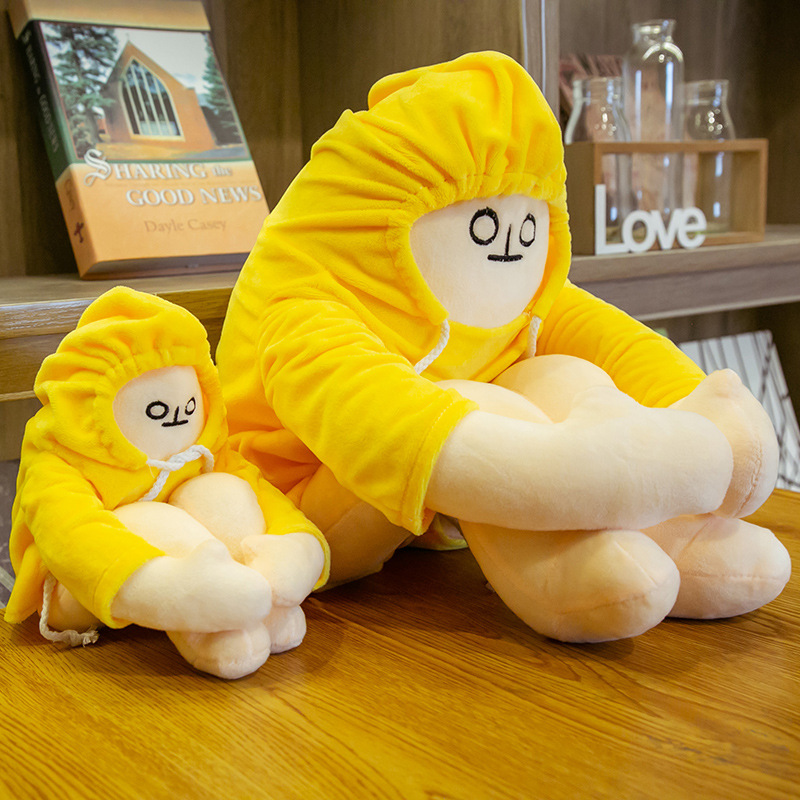 Cute Korean Healing Plush Toy Squatting Banana People&#039;s Expression Bag Doll Teenage Girl&#039;s Romance Doll Gift with Magnetic Buckle