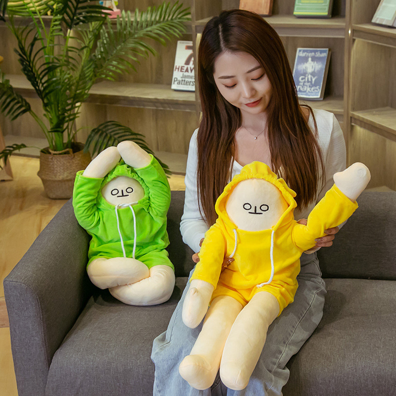 Cute Korean Healing Plush Toy Squatting Banana People&#039;s Expression Bag Doll Teenage Girl&#039;s Romance Doll Gift with Magnetic Buckle