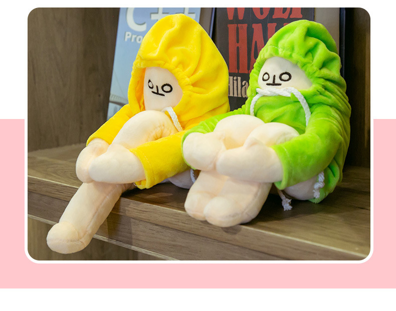 Cute Korean Healing Plush Toy Squatting Banana People's Expression Bag Doll Teenage Girl's Romance Doll Gift with Magnetic Buckle