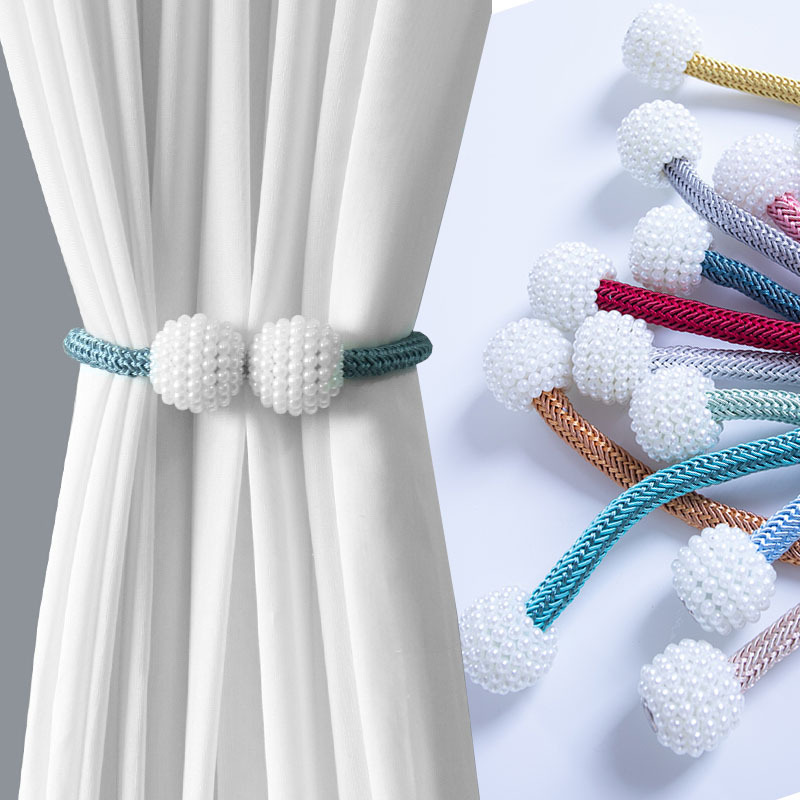 European-Style Curtain Accessories Simple Curtain Magnetic Buckle Pearl Rope Tie-Free Hook