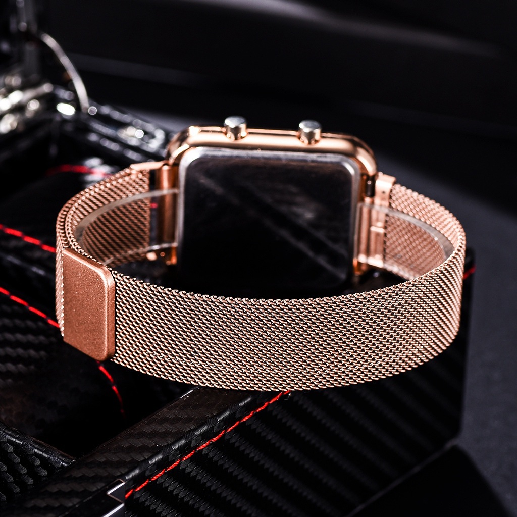 LED Watch New Student Sports LED Electronic Watch Alloy Band Magnetic Buckle Adjustable Magnet Strap