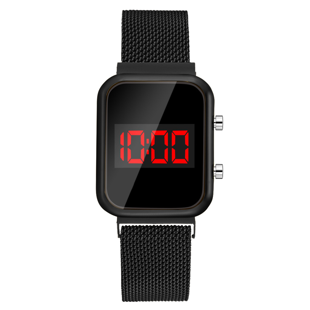 LED Watch New Student Sports LED Electronic Watch Alloy Band Magnetic Buckle Adjustable Magnet Strap
