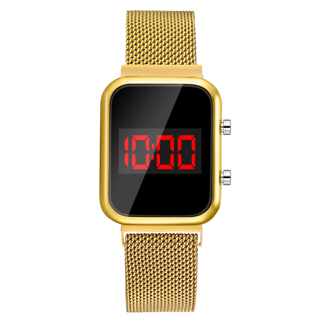 LED Watch New Student Sports LED Electronic Watch Alloy Band Magnetic Buckle Adjustable Magnet Strap