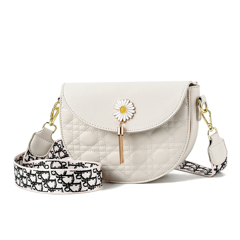 Tiktok White All-Matching Fashionable Elegant Women&#039;s Messenger Bag PU Leather Solid Color Hardware Magnetic Buckle Shoulder Bag Women&#039;s
