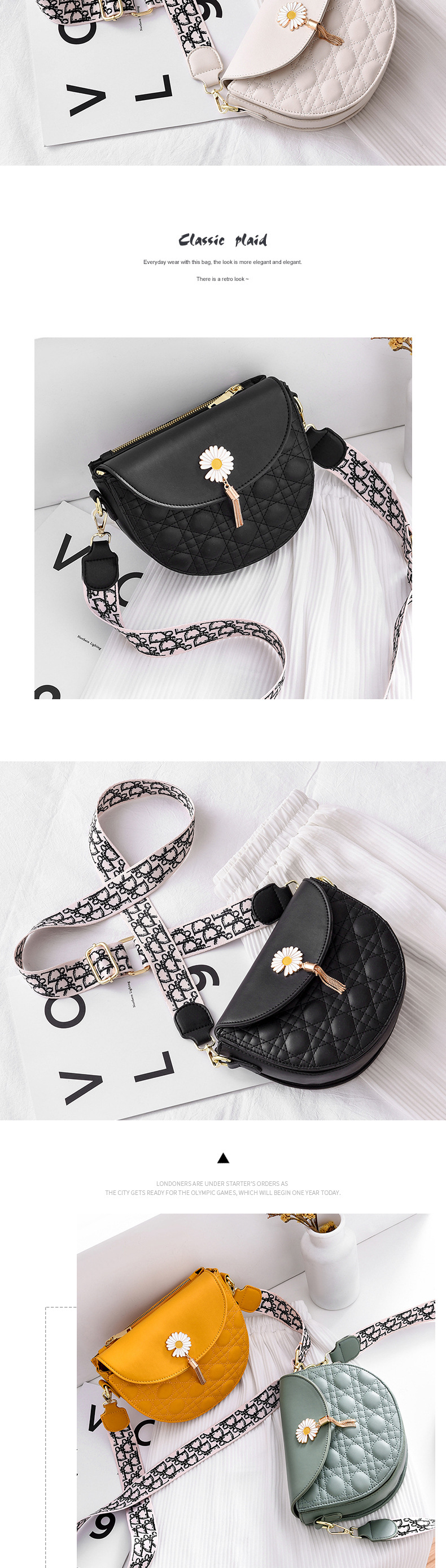 Tiktok White All-Matching Fashionable Elegant Women's Messenger Bag PU Leather Solid Color Hardware Magnetic Buckle Shoulder Bag Women's