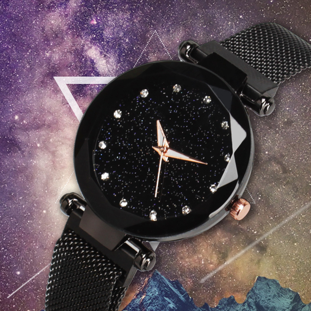Factory Direct Sales One Piece Dropshipping Cross-Border Hot Internet Celebrity Hot Selling Same Starry Sky Diamond-Embedded Lazy Magnetic Buckle Women&#039;s Watch