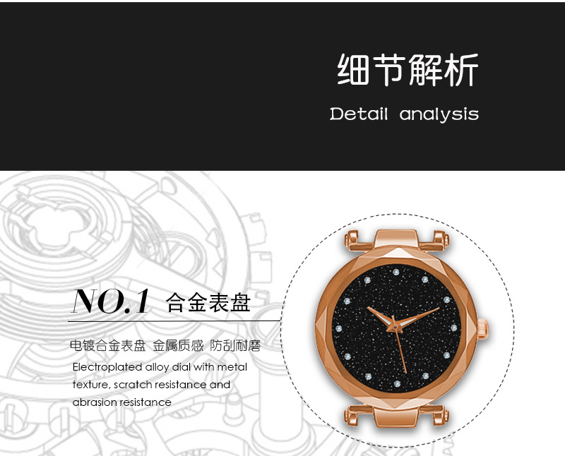 Factory Direct Sales One Piece Dropshipping Cross-Border Hot Internet Celebrity Hot Selling Same Starry Sky Diamond-Embedded Lazy Magnetic Buckle Women's Watch
