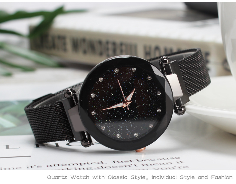 Factory Direct Sales One Piece Dropshipping Cross-Border Hot Internet Celebrity Hot Selling Same Starry Sky Diamond-Embedded Lazy Magnetic Buckle Women's Watch