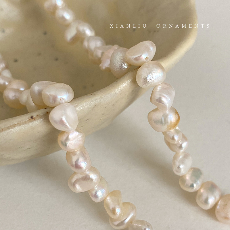 Special-Shaped Freshwater Baroque Pearl Necklace Women's All-Match Love Magnetic Buckle Design Sense Clavicle Chain Accessories