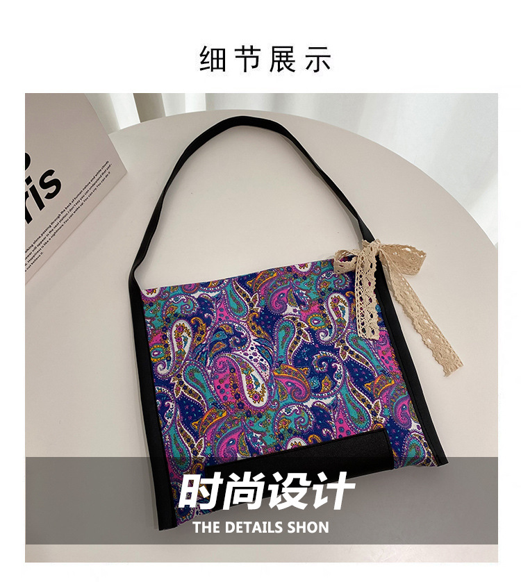 Exquisite Retro Canvas Tote Bag Female 2021 New Fashion Popular INS Personality Magnetic Buckle Shoulder Bag