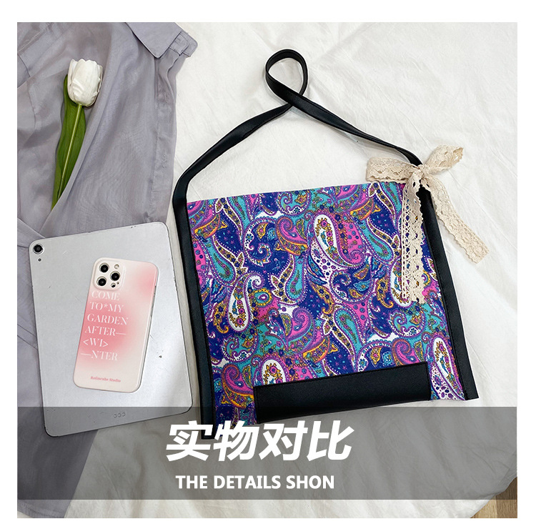 Exquisite Retro Canvas Tote Bag Female 2021 New Fashion Popular INS Personality Magnetic Buckle Shoulder Bag