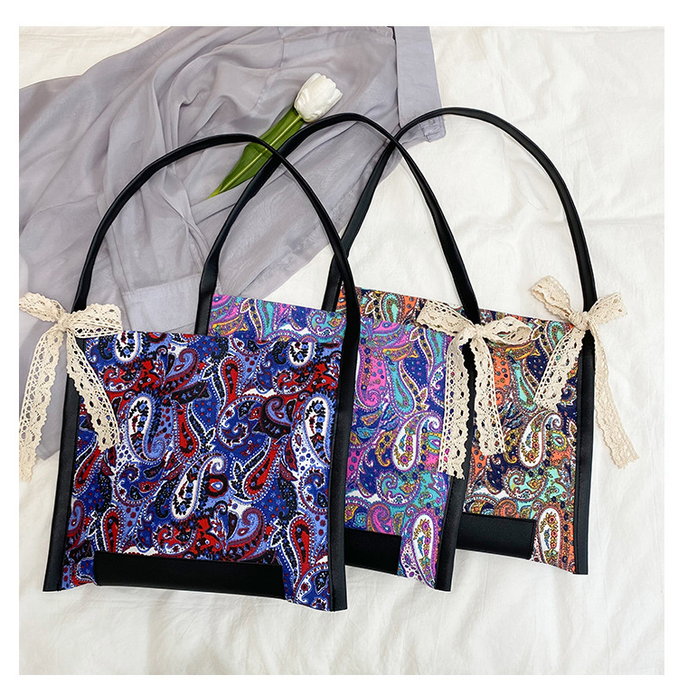 Exquisite Retro Canvas Tote Bag Female 2021 New Fashion Popular INS Personality Magnetic Buckle Shoulder Bag