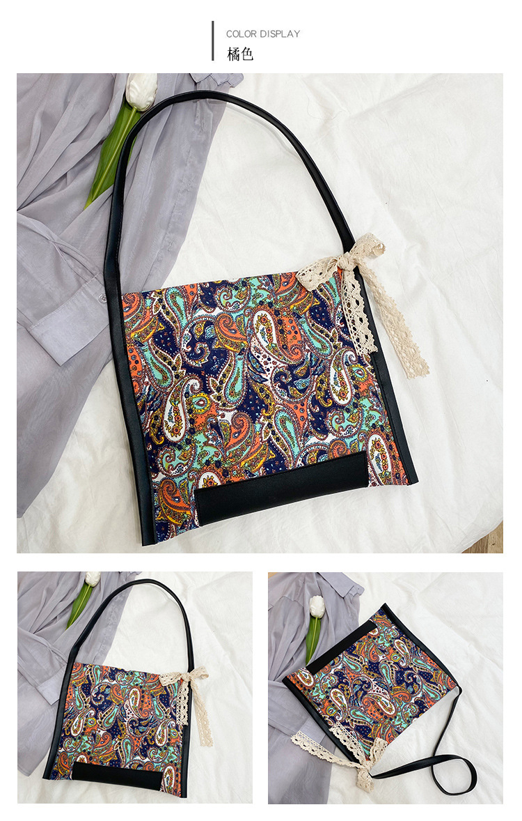 Exquisite Retro Canvas Tote Bag Female 2021 New Fashion Popular INS Personality Magnetic Buckle Shoulder Bag