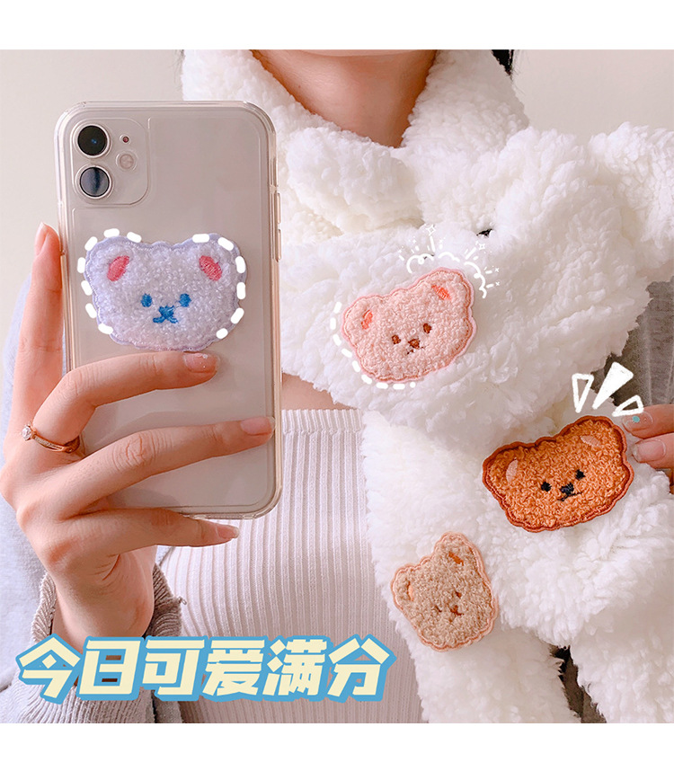 Yilan Original Plush Bear Embroidery Stickers Cute Girl Heart Self-Paste DIY Journal Decorative Stickers Ins Style Cloth Sticker