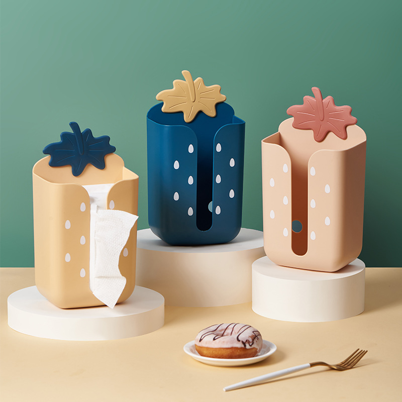 Cute Strawberry Punch-Free Wall Hanging Paper Extraction Box Bathroom Face Cloth Storage Box Tracelss Paste Home Tissue Box