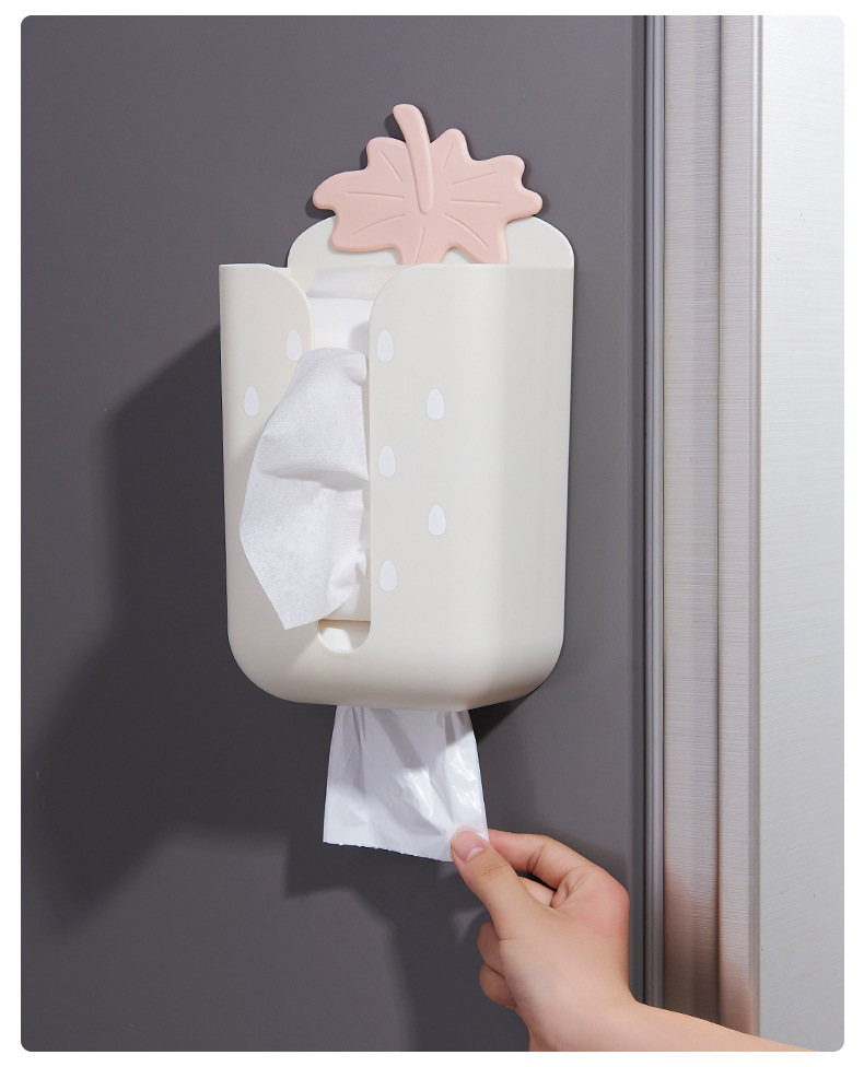 Cute Strawberry Punch-Free Wall Hanging Paper Extraction Box Bathroom Face Cloth Storage Box Tracelss Paste Home Tissue Box