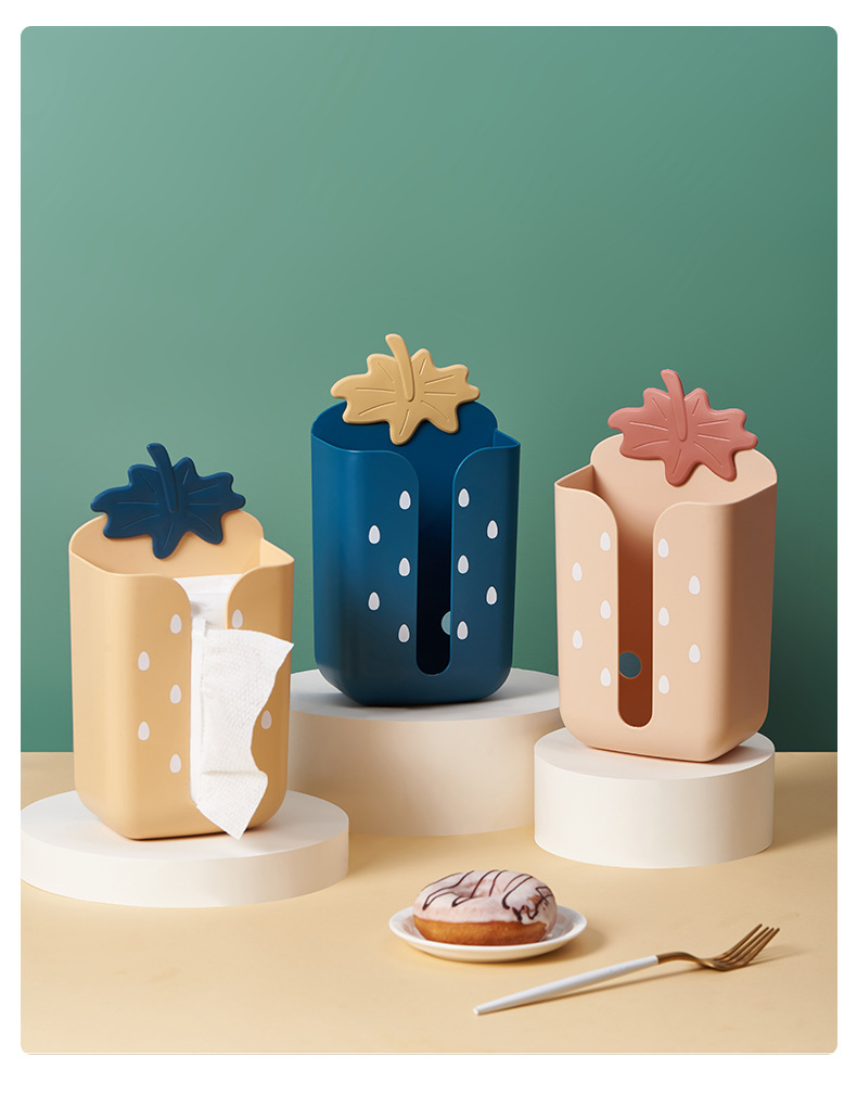 Cute Strawberry Punch-Free Wall Hanging Paper Extraction Box Bathroom Face Cloth Storage Box Tracelss Paste Home Tissue Box