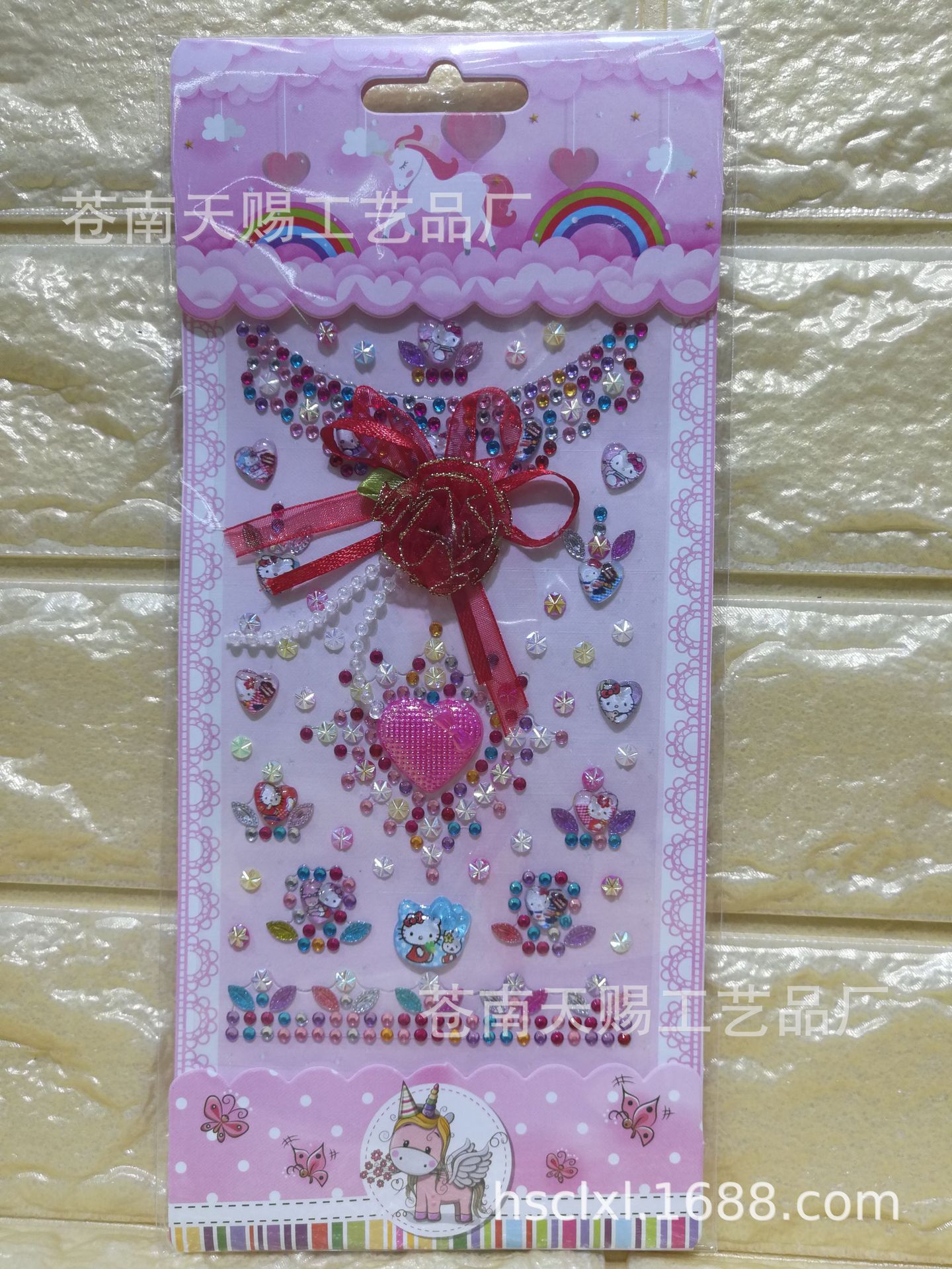 LLV Acrylic Crystal Stickers Diamond Decorative Stickers DIY Creative Paste Cloth Bow Stickers Cartoon Stickers