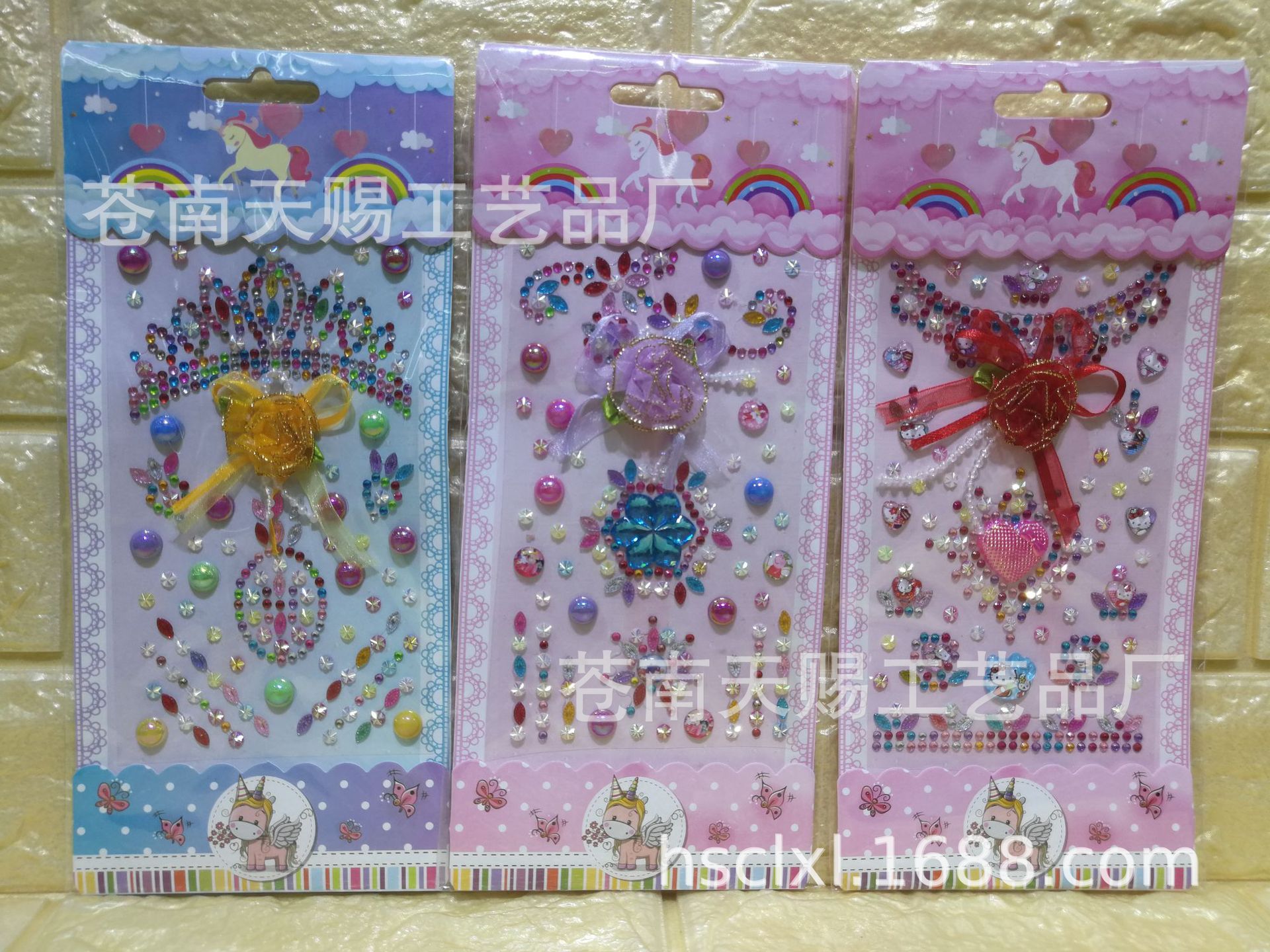 LLV Acrylic Crystal Stickers Diamond Decorative Stickers DIY Creative Paste Cloth Bow Stickers Cartoon Stickers