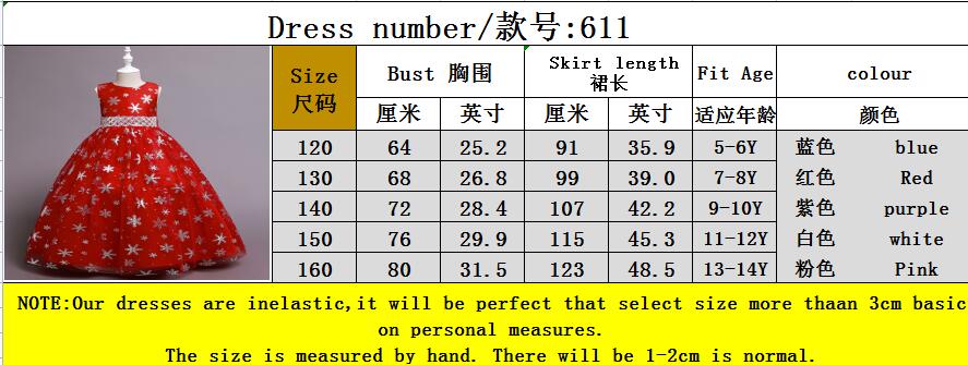Christmas Children's Dress Princess Dress Long Printed Tulle Skirt Dance Skirt 5-14 Years Old Girl Dress in Stock