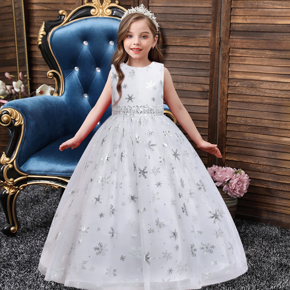 Christmas Children&#039;s Dress Princess Dress Long Printed Tulle Skirt Dance Skirt 5-14 Years Old Girl Dress in Stock