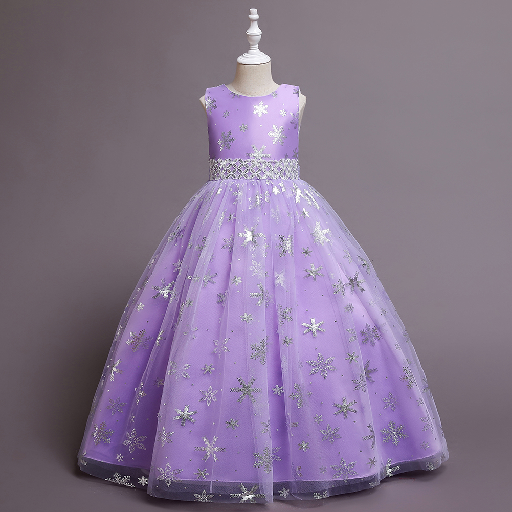 Christmas Children's Dress Princess Dress Long Printed Tulle Skirt Dance Skirt 5-14 Years Old Girl Dress in Stock