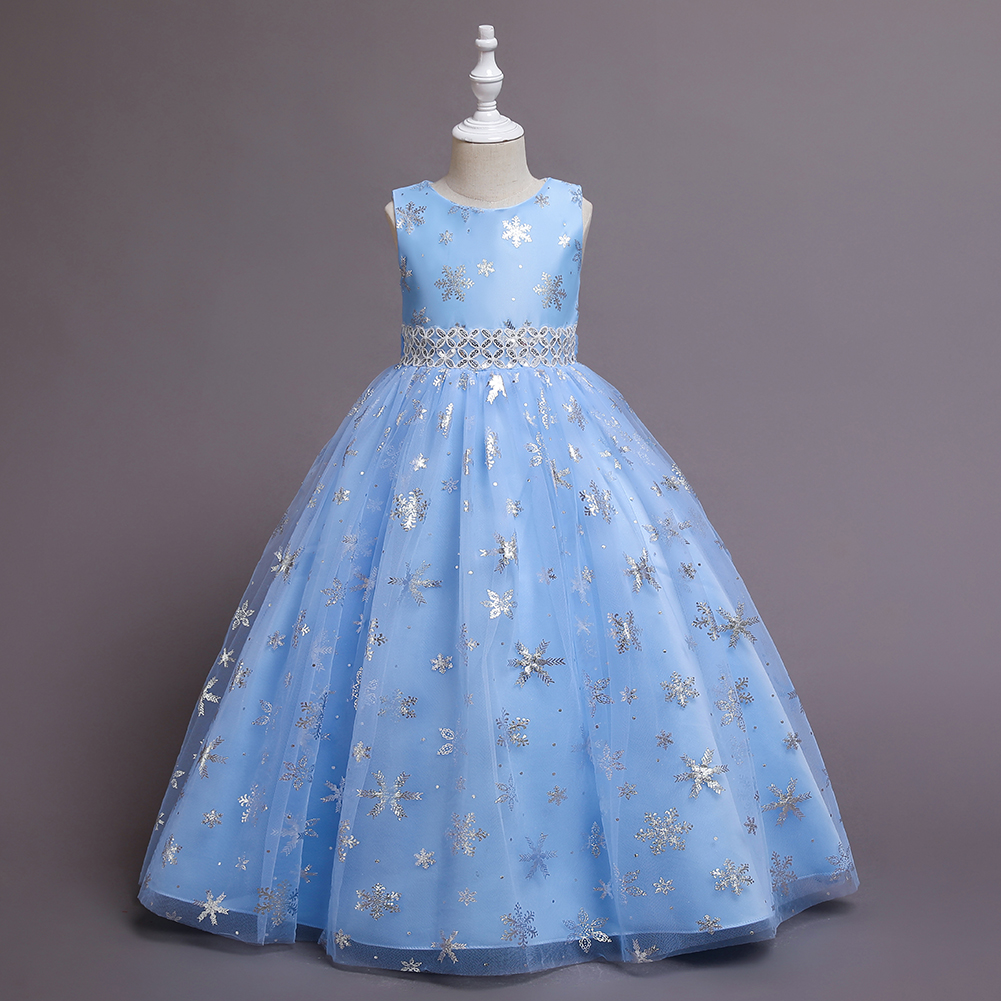 Christmas Children's Dress Princess Dress Long Printed Tulle Skirt Dance Skirt 5-14 Years Old Girl Dress in Stock