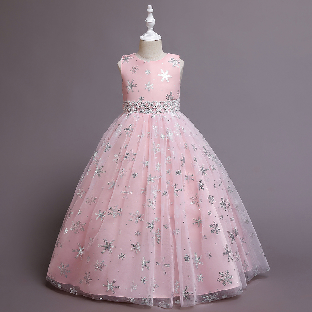Christmas Children's Dress Princess Dress Long Printed Tulle Skirt Dance Skirt 5-14 Years Old Girl Dress in Stock