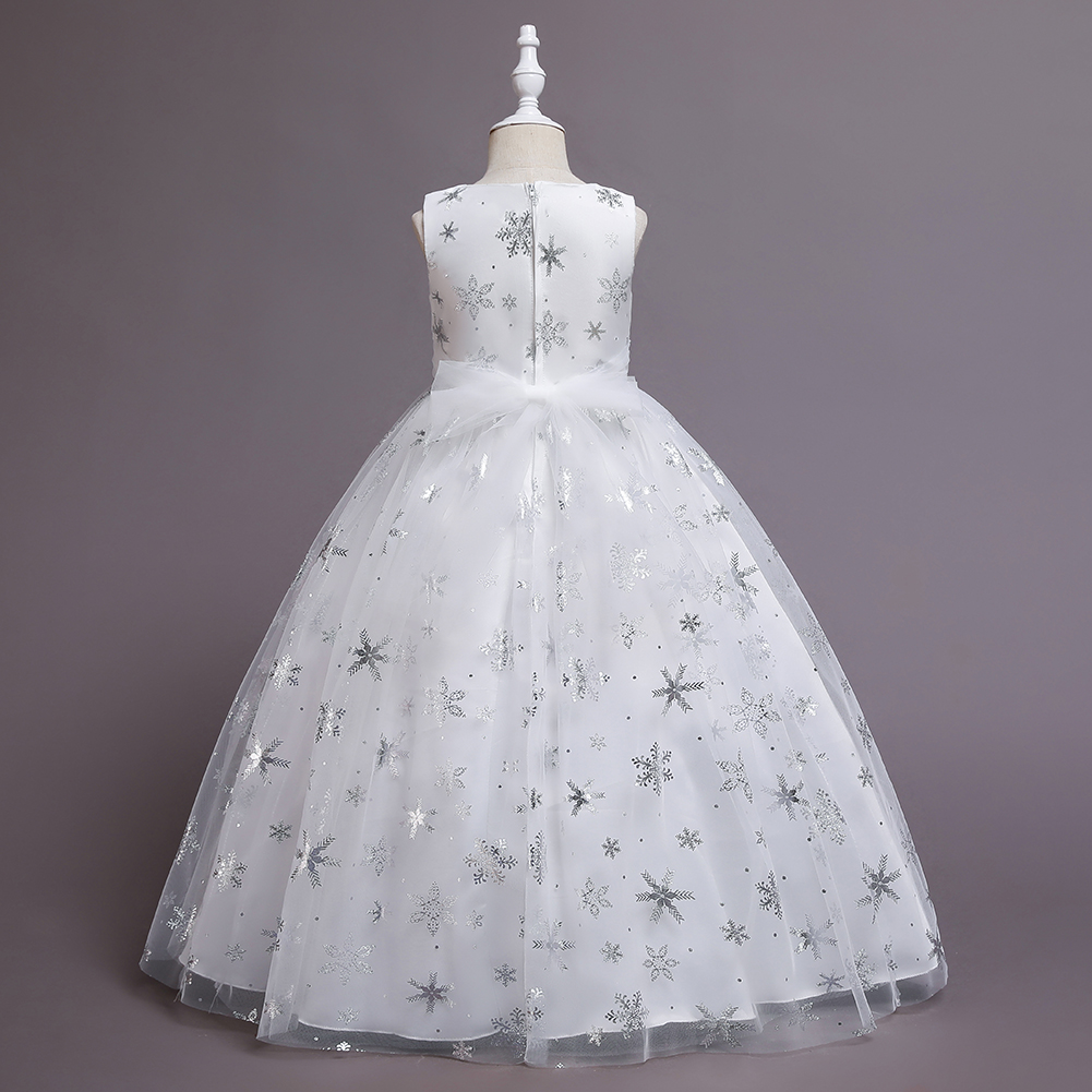 Christmas Children's Dress Princess Dress Long Printed Tulle Skirt Dance Skirt 5-14 Years Old Girl Dress in Stock