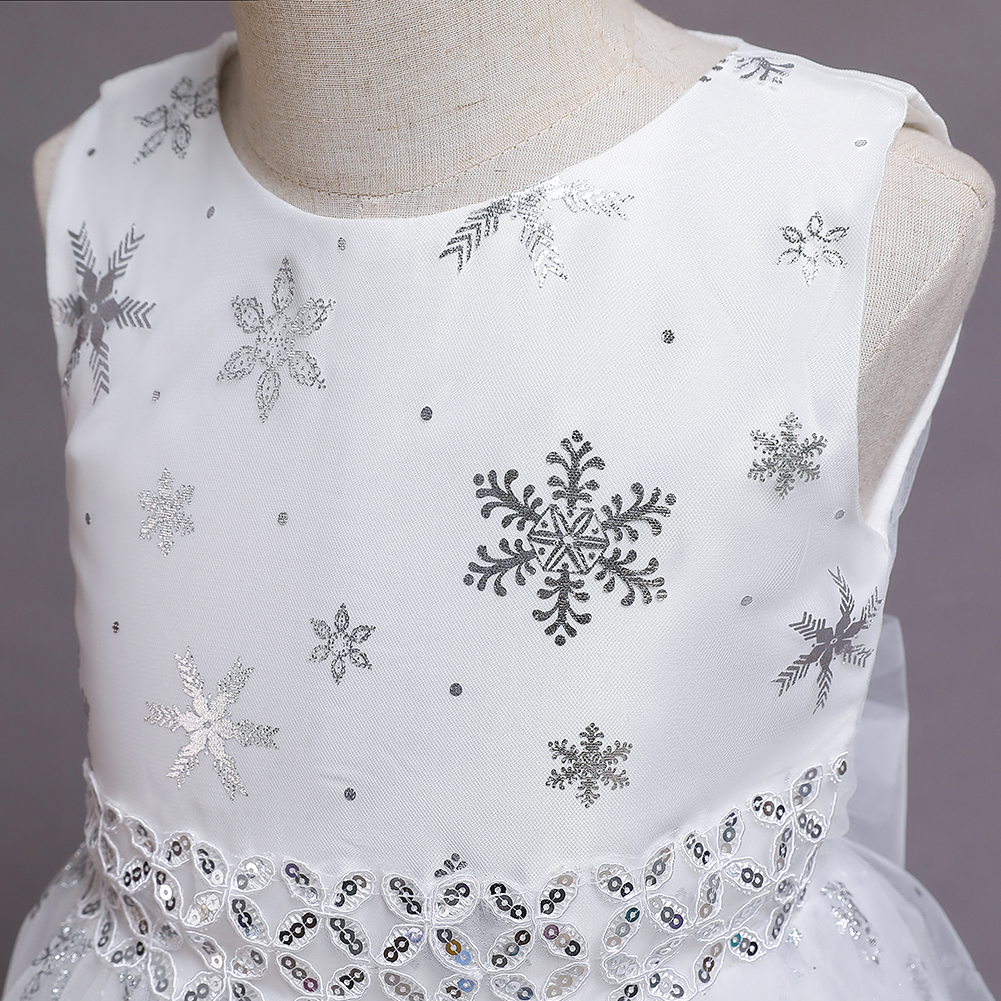 Christmas Children's Dress Princess Dress Long Printed Tulle Skirt Dance Skirt 5-14 Years Old Girl Dress in Stock