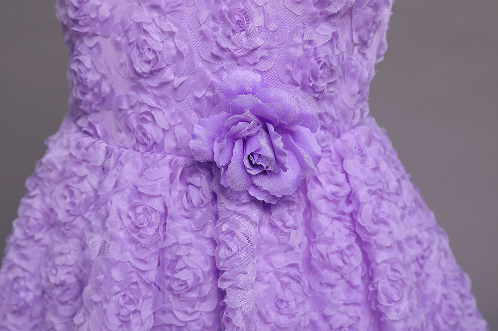 Korean Style Children's Dress Princess Dress Solid Color Girl Tulle Skirt Girls' Clothing Dresses Purple Flower Children's Dress Wholesale Korean Style Children's Dress Princess Dress Solid Color Girl Tulle Skirt Girls' Clothing Dresses Purple Flower Children's Dress Wholesale