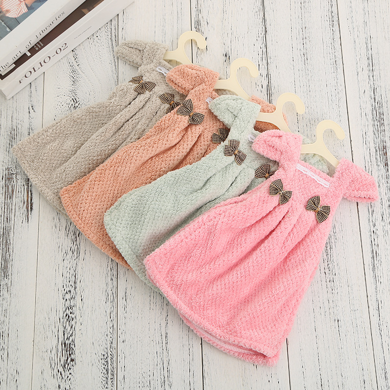 Lovely Korean hanging Princess Skirt towel coral Velvet Kitchen toilet dishcloth Thick absorbent Quick drying towel
