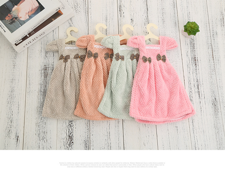 Lovely Korean hanging Princess Skirt towel coral Velvet Kitchen toilet dishcloth Thick absorbent Quick drying towel