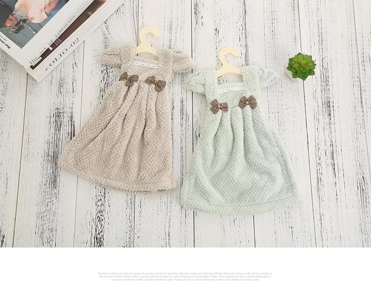 Lovely Korean hanging Princess Skirt towel coral Velvet Kitchen toilet dishcloth Thick absorbent Quick drying towel