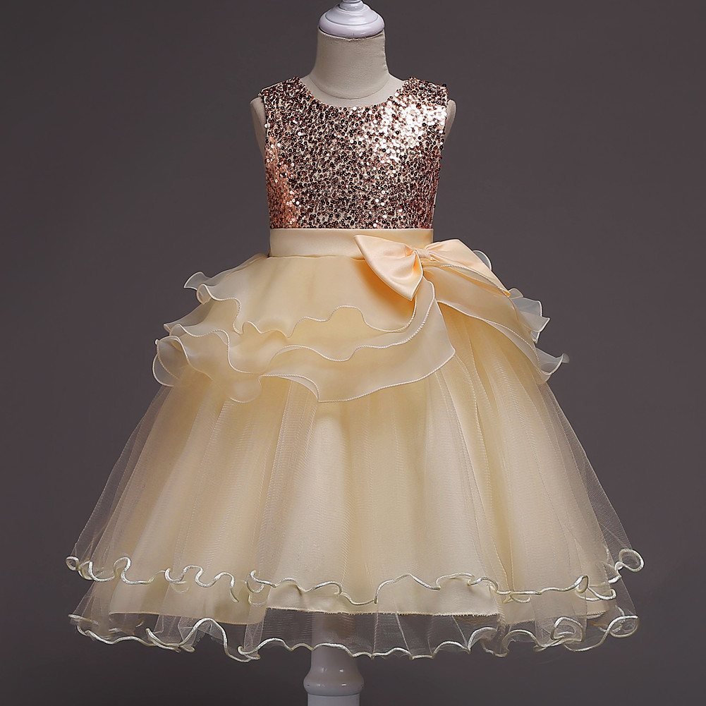 European and American Style Children&#039;s Clothing Dress L New Children&#039;s Sequined Mesh Bubble Skirt Girls Costumes Children and Teens Princess Dress