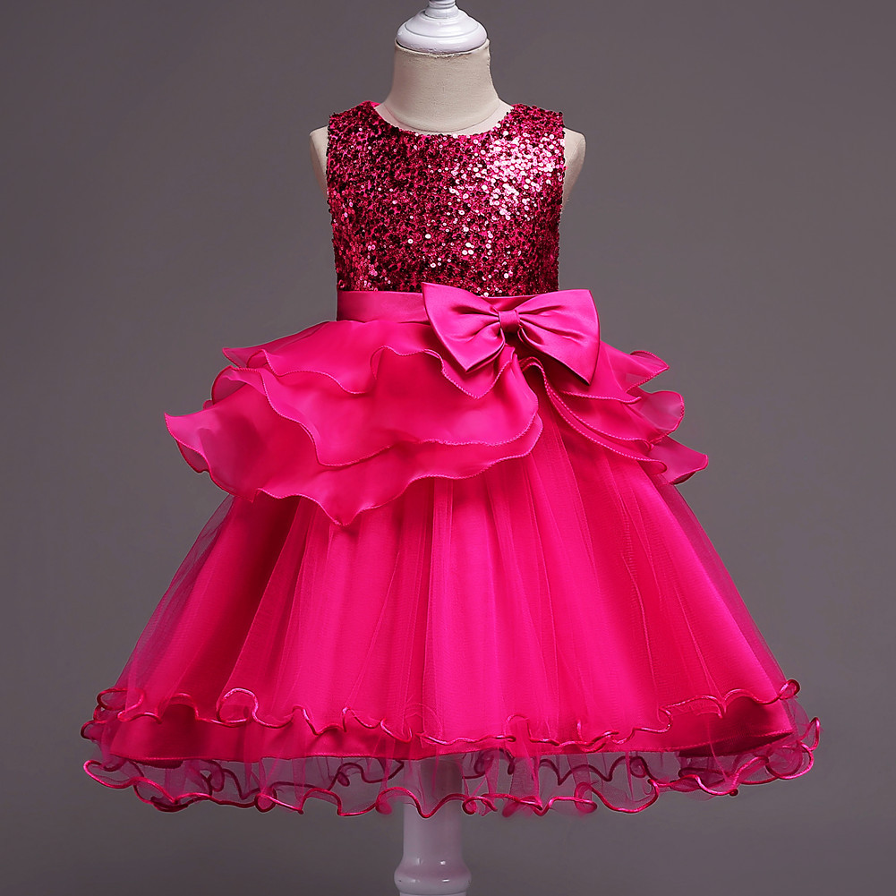 European and American Style Children&#039;s Clothing Dress L New Children&#039;s Sequined Mesh Bubble Skirt Girls Costumes Children and Teens Princess Dress