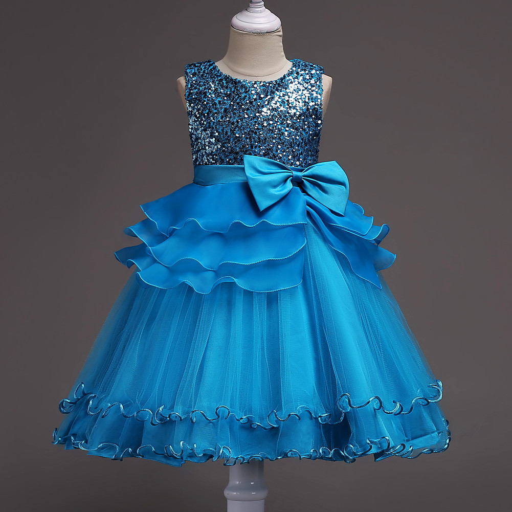 European and American Style Children&#039;s Clothing Dress L New Children&#039;s Sequined Mesh Bubble Skirt Girls Costumes Children and Teens Princess Dress