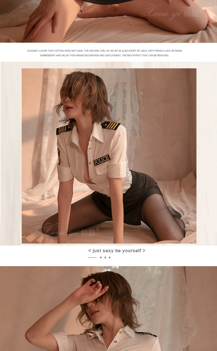 Fairy Sexy Lingerie Female Police Stewardess Clothes Uniform Seductive Hip Skirt Police Uniform Role-Playing Suit 411