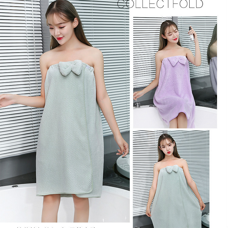 Warp knitted coral Velvet Water absorption can wear adult bath skirt lovely bow soft wipe breast bath skirt Manufacturers Direct sale
