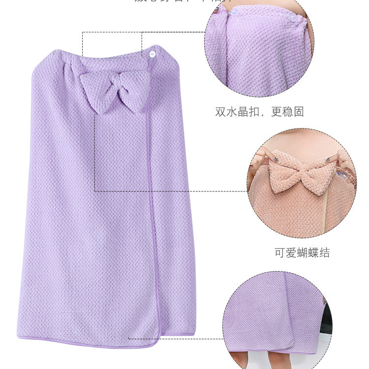 Warp knitted coral Velvet Water absorption can wear adult bath skirt lovely bow soft wipe breast bath skirt Manufacturers Direct sale