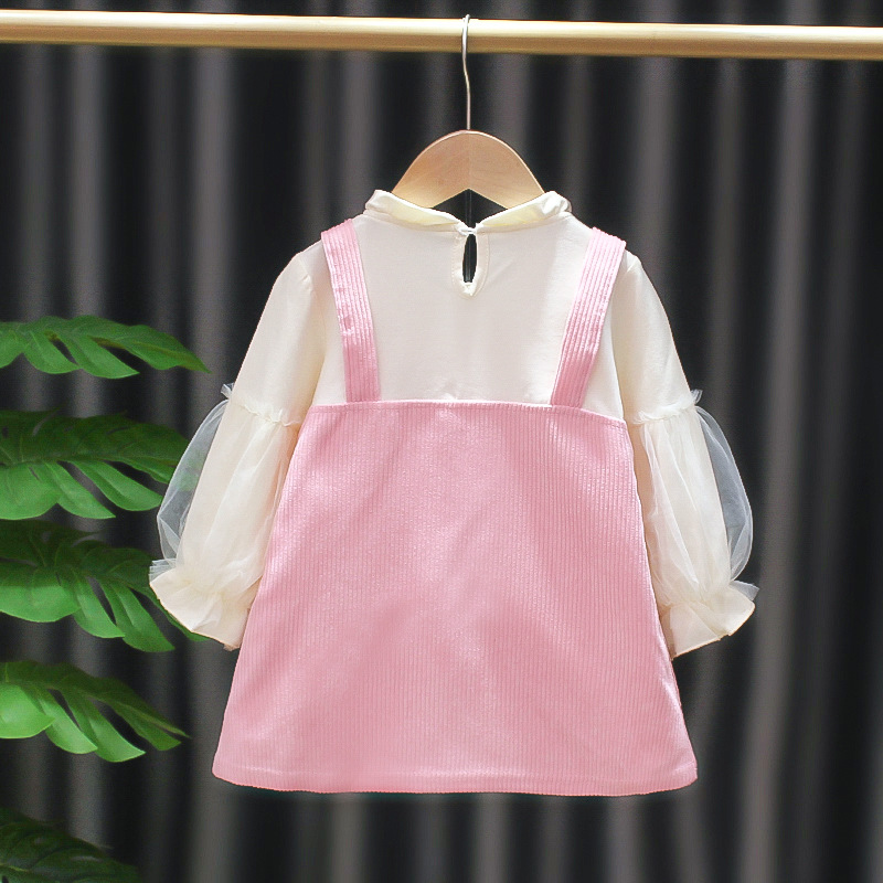 Kids' Skirt Autumn Princess Dress Girls Autumn Clothing Dress Western Style Fake 2 Pieces 3-Year-Old Baby Spring and Autumn Children's Clothing 5