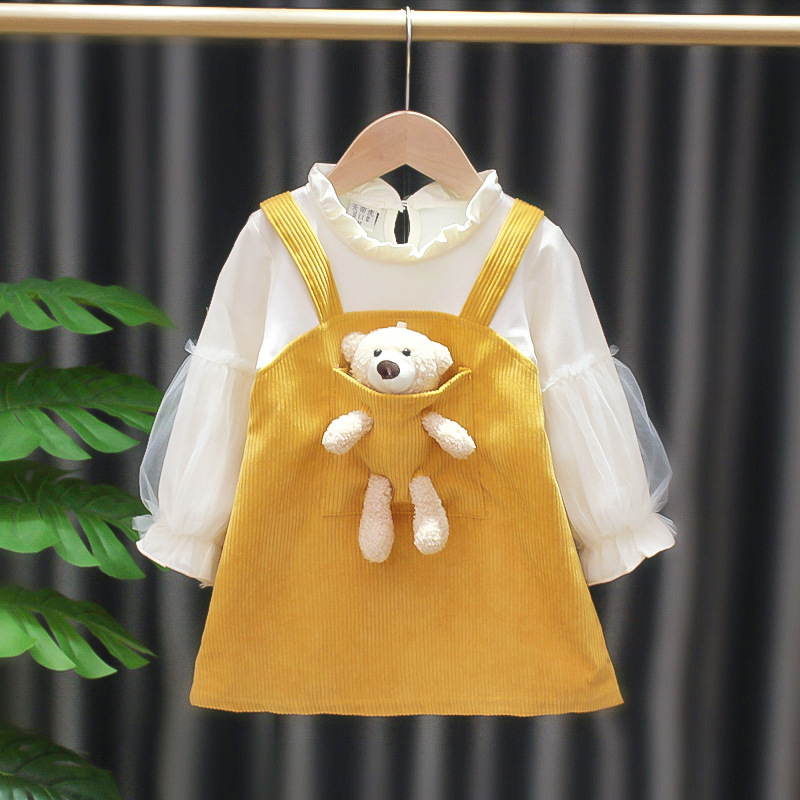 Kids' Skirt Autumn Princess Dress Girls Autumn Clothing Dress Western Style Fake 2 Pieces 3-Year-Old Baby Spring and Autumn Children's Clothing 5