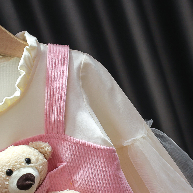 Kids' Skirt Autumn Princess Dress Girls Autumn Clothing Dress Western Style Fake 2 Pieces 3-Year-Old Baby Spring and Autumn Children's Clothing 5