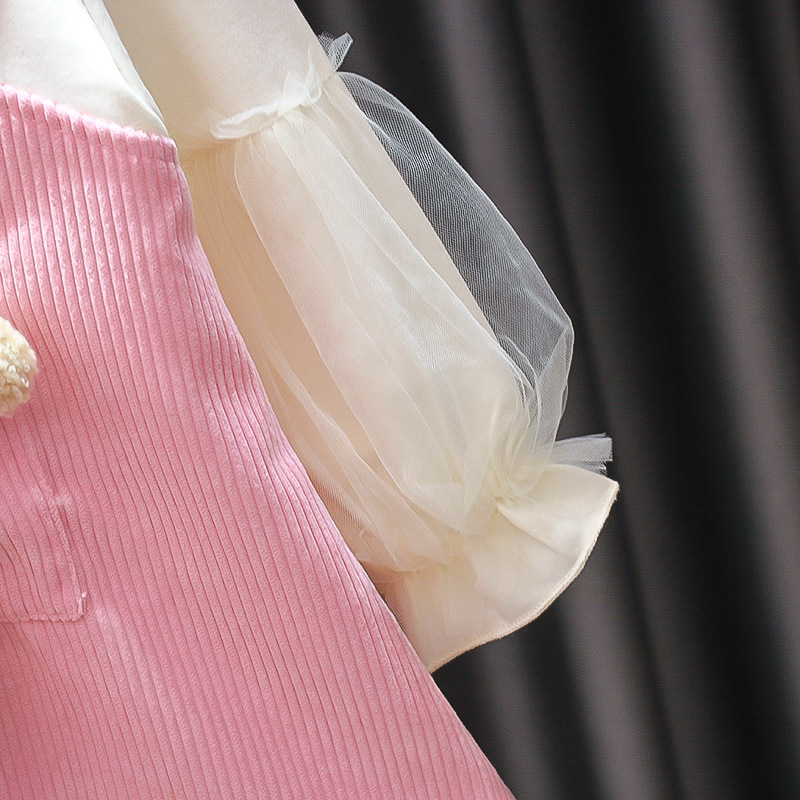 Kids' Skirt Autumn Princess Dress Girls Autumn Clothing Dress Western Style Fake 2 Pieces 3-Year-Old Baby Spring and Autumn Children's Clothing 5