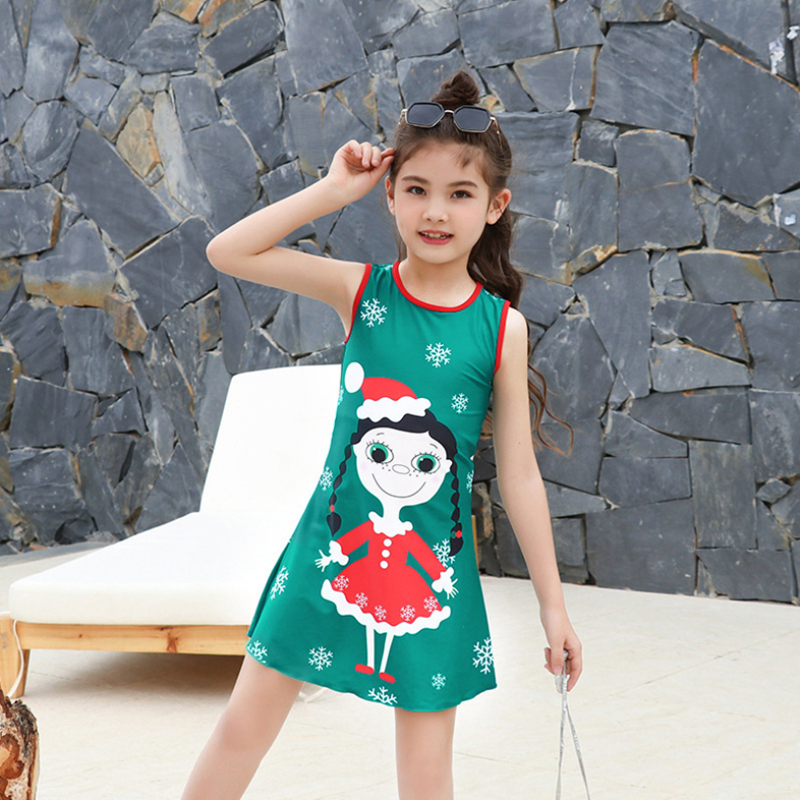 New Children&#039;s Swimsuit Cute Cartoon Split Skirt Style Boxer Two-Piece Girls Toddler Children Teens Hot Spring Bathing Suit