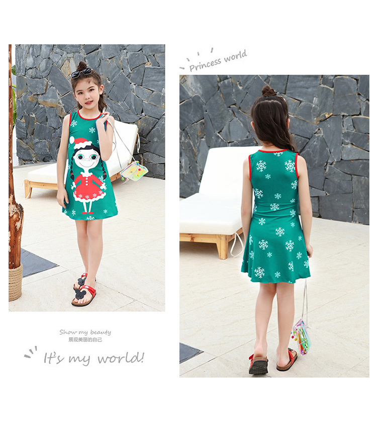 New Children's Swimsuit Cute Cartoon Split Skirt Style Boxer Two-Piece Girls Toddler Children Teens Hot Spring Bathing Suit