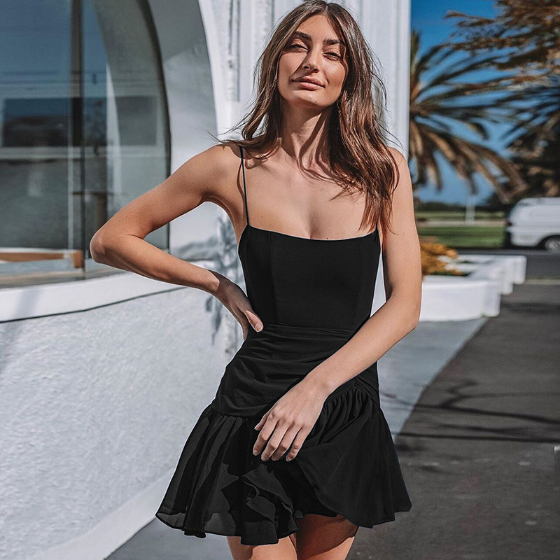 Amazon European and American Women&#039;s Clothing Sexy Tube Top Beach Dress Sling Bottoming A- line Dress Mesh Summer Dress Wholesale