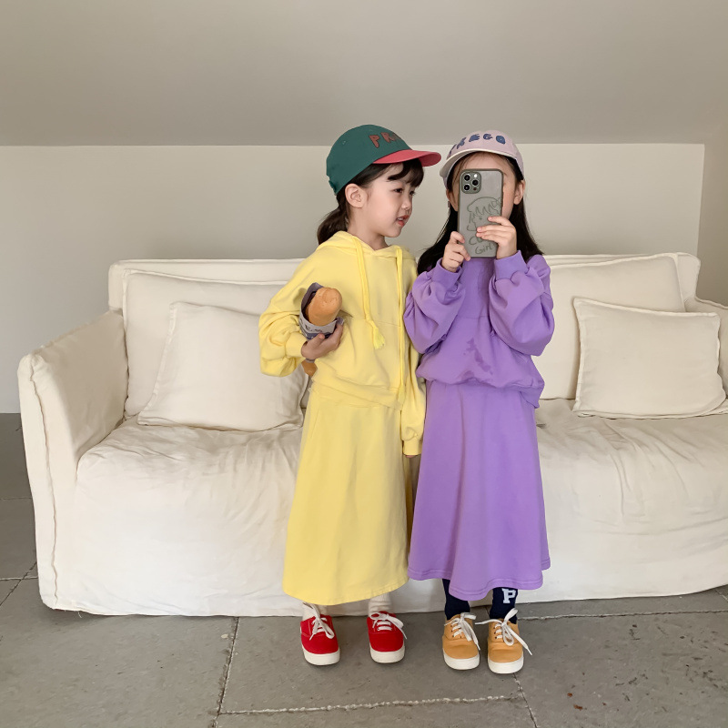 Children&#039;s Suit 2021 Autumn Girls&#039; Korean Style Casual Sweatshirt Skirt Suit Baby Fashion Trendy Two-Piece Suit